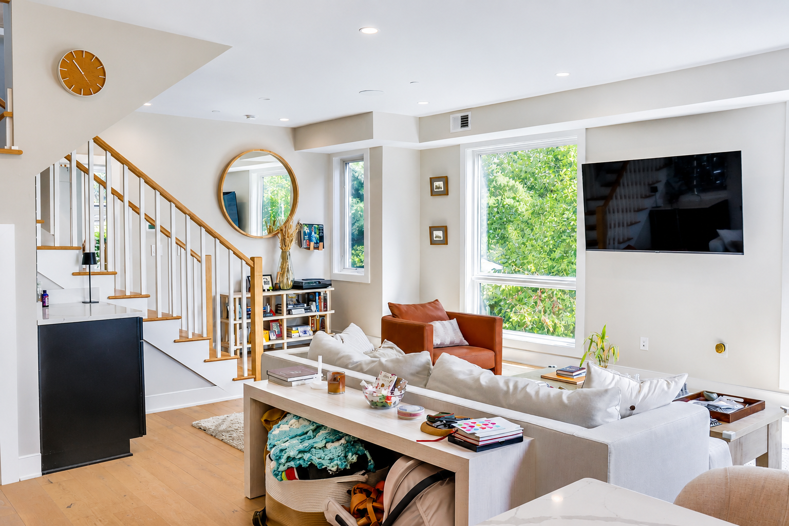 Professional real estate interior photography of a living room